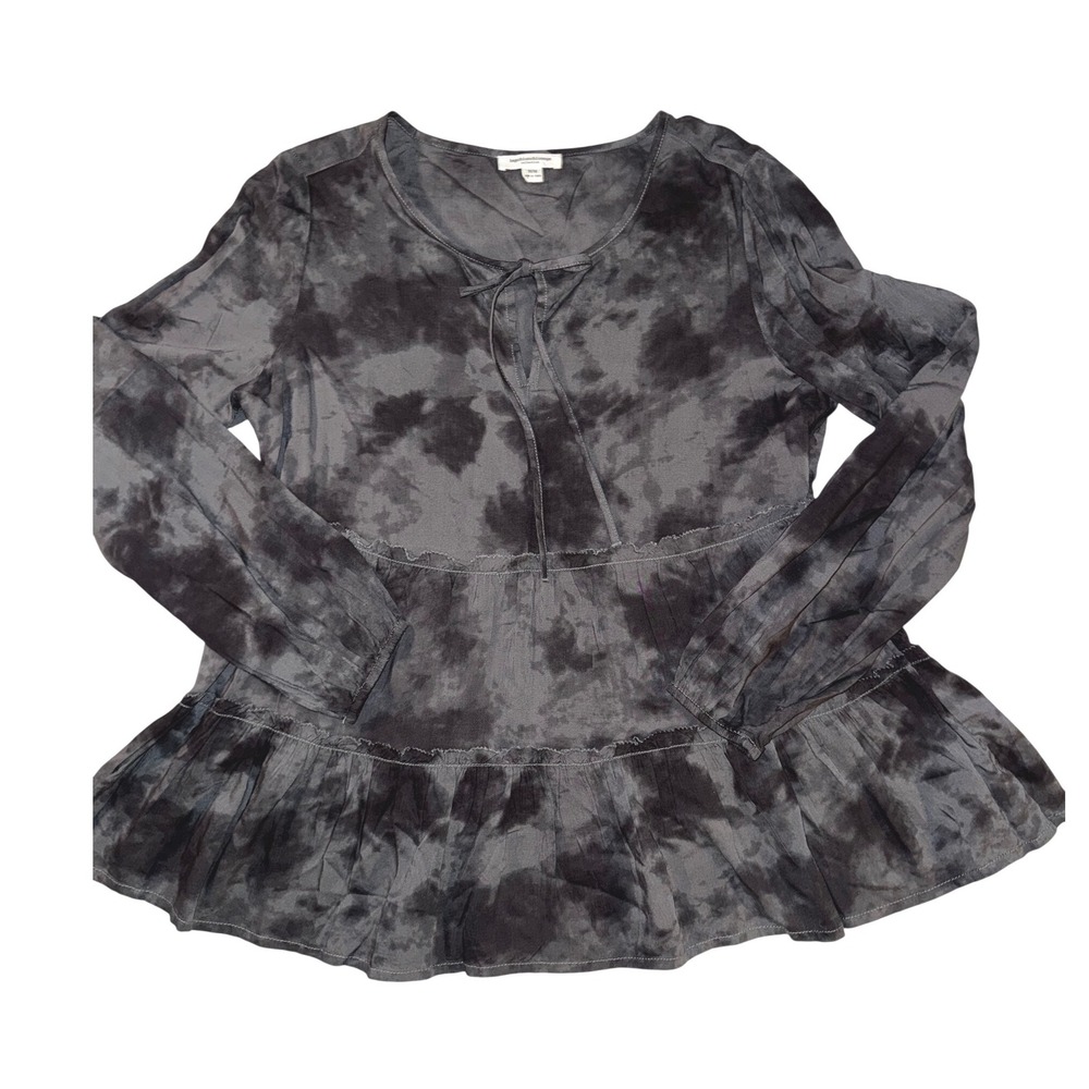 beachlunchlounge collection tie neck tiered tunic top womens gray tie dye Medium - Picture 3 of 7